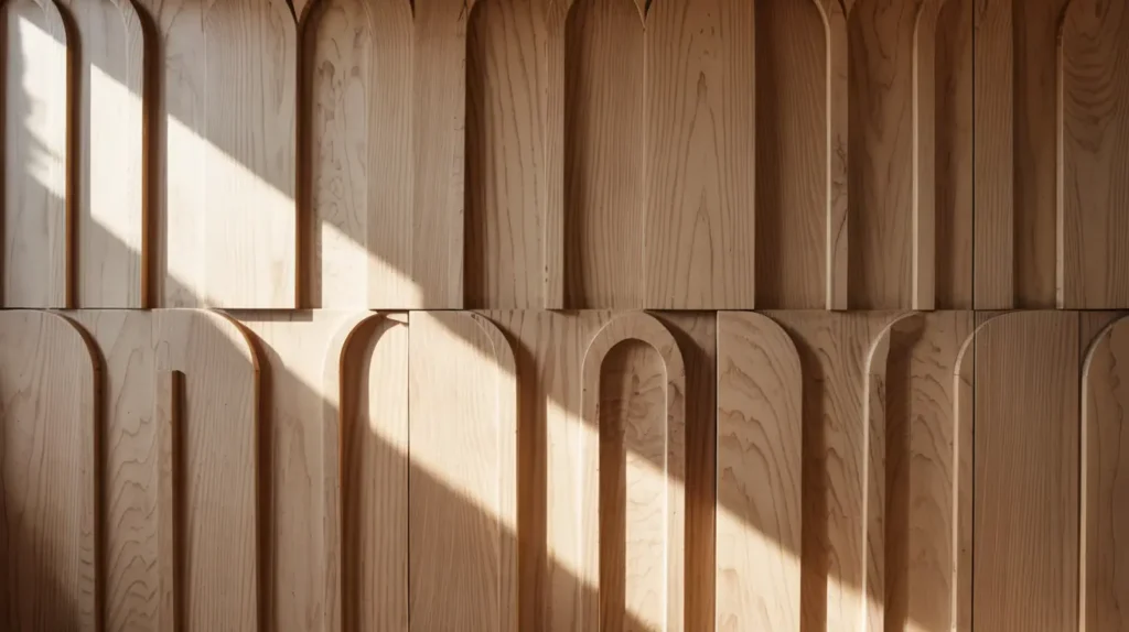 Fluted panel wall for soft, quiet texture