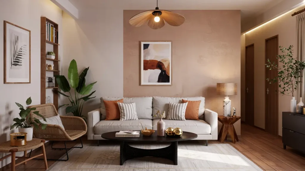 Living room paint ideas with neutral tones and subtle accent wall