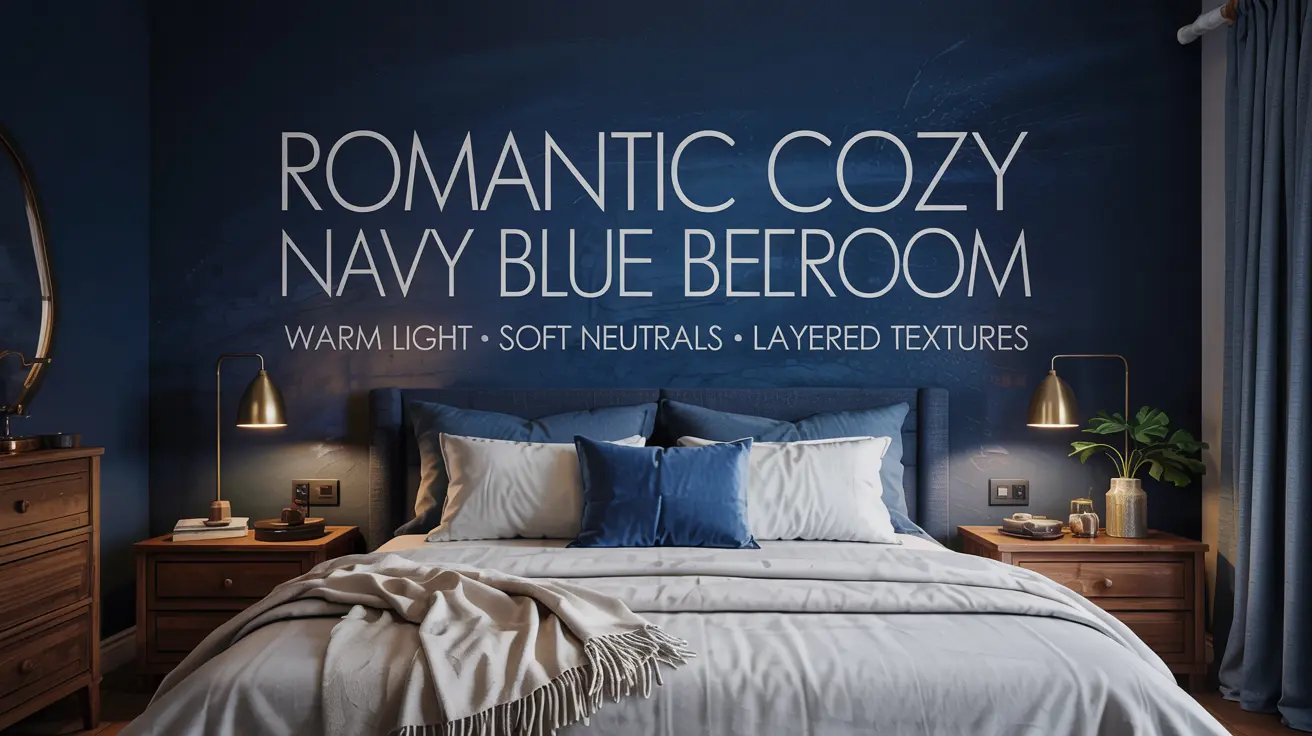 romantic cozy navy blue bedroom